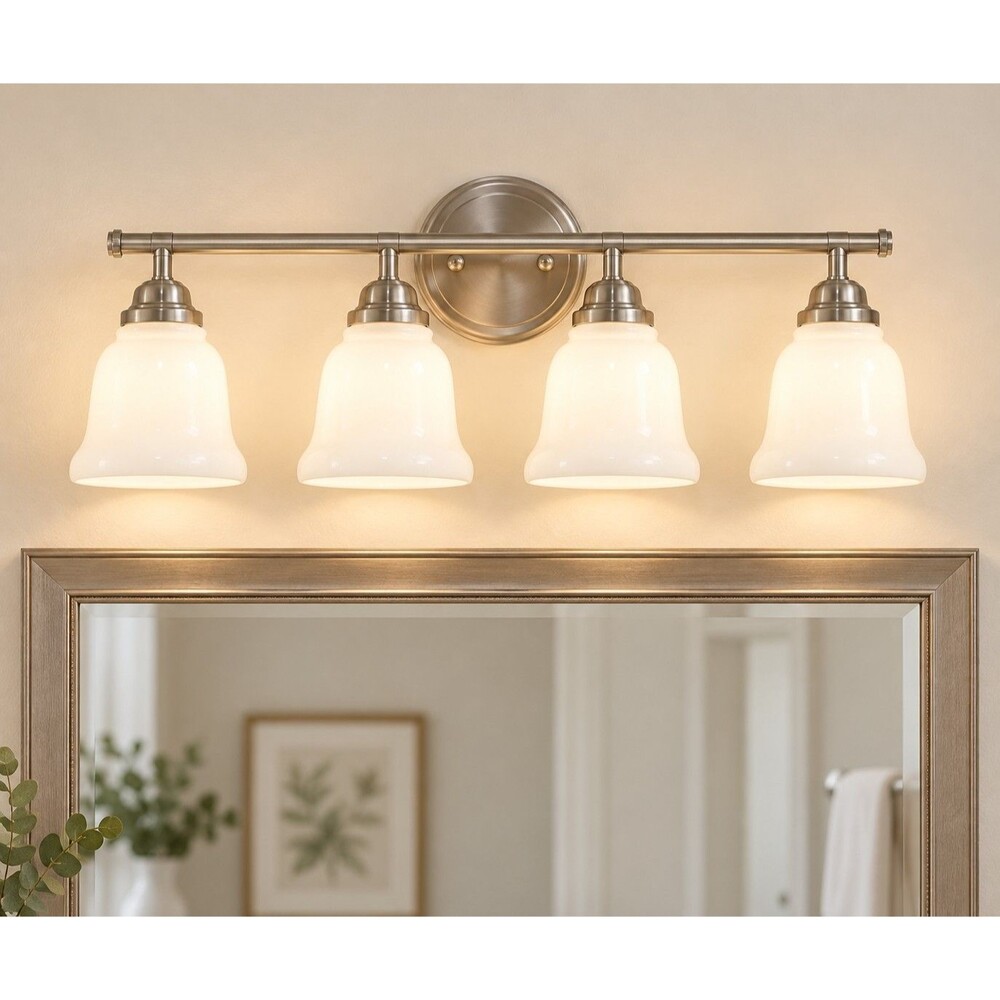 Lot of 4 White Milk Glass Bell Lamp Shades Ceiling Fan Light Fixture Globes 5.5”